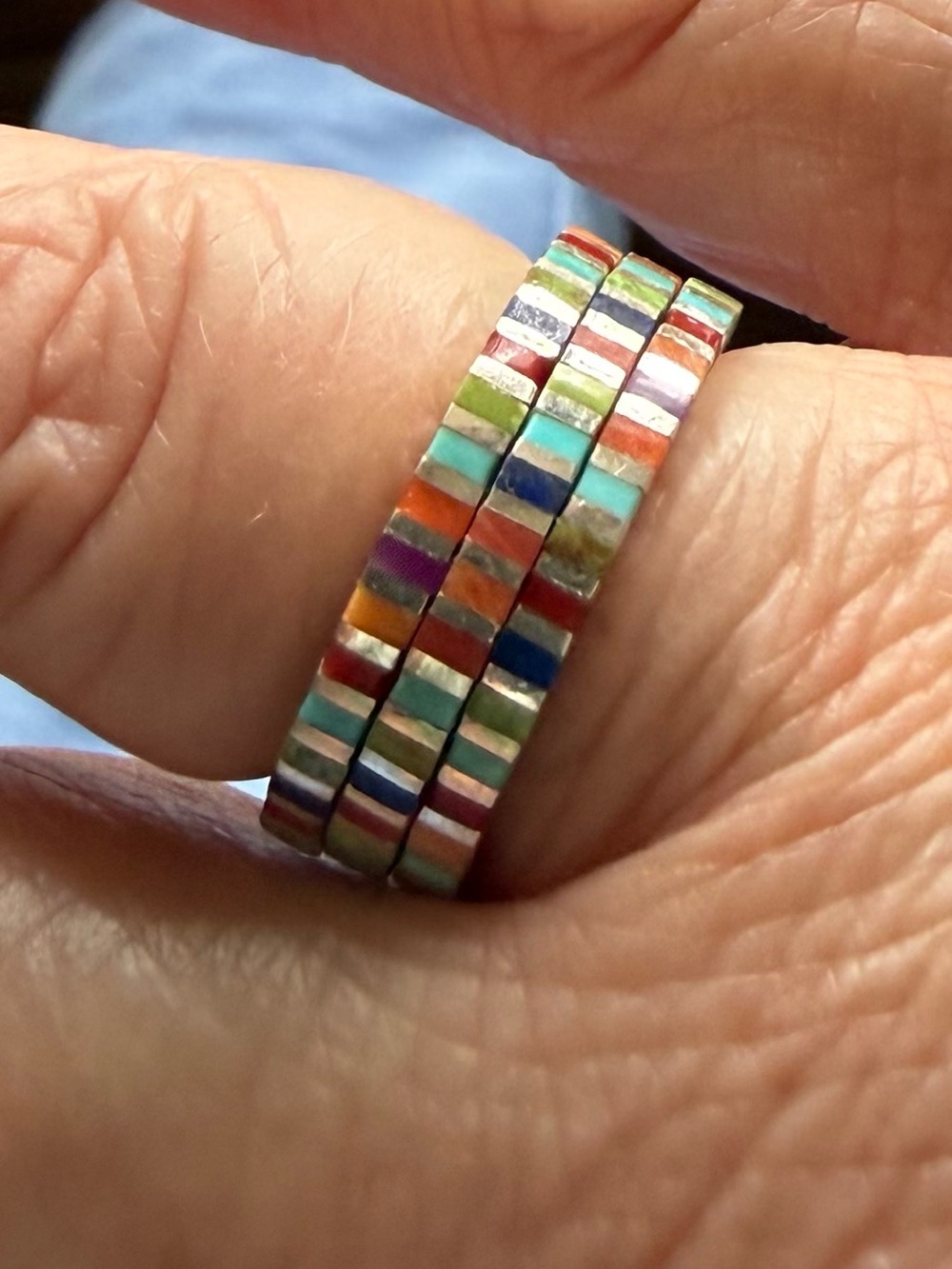 Sundance Lido Tile Stack Ring - Red Blue Green Gold Silver, Sz.7